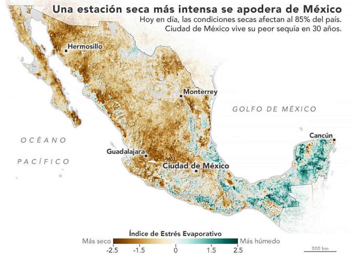 Sequía en México, según la NASA