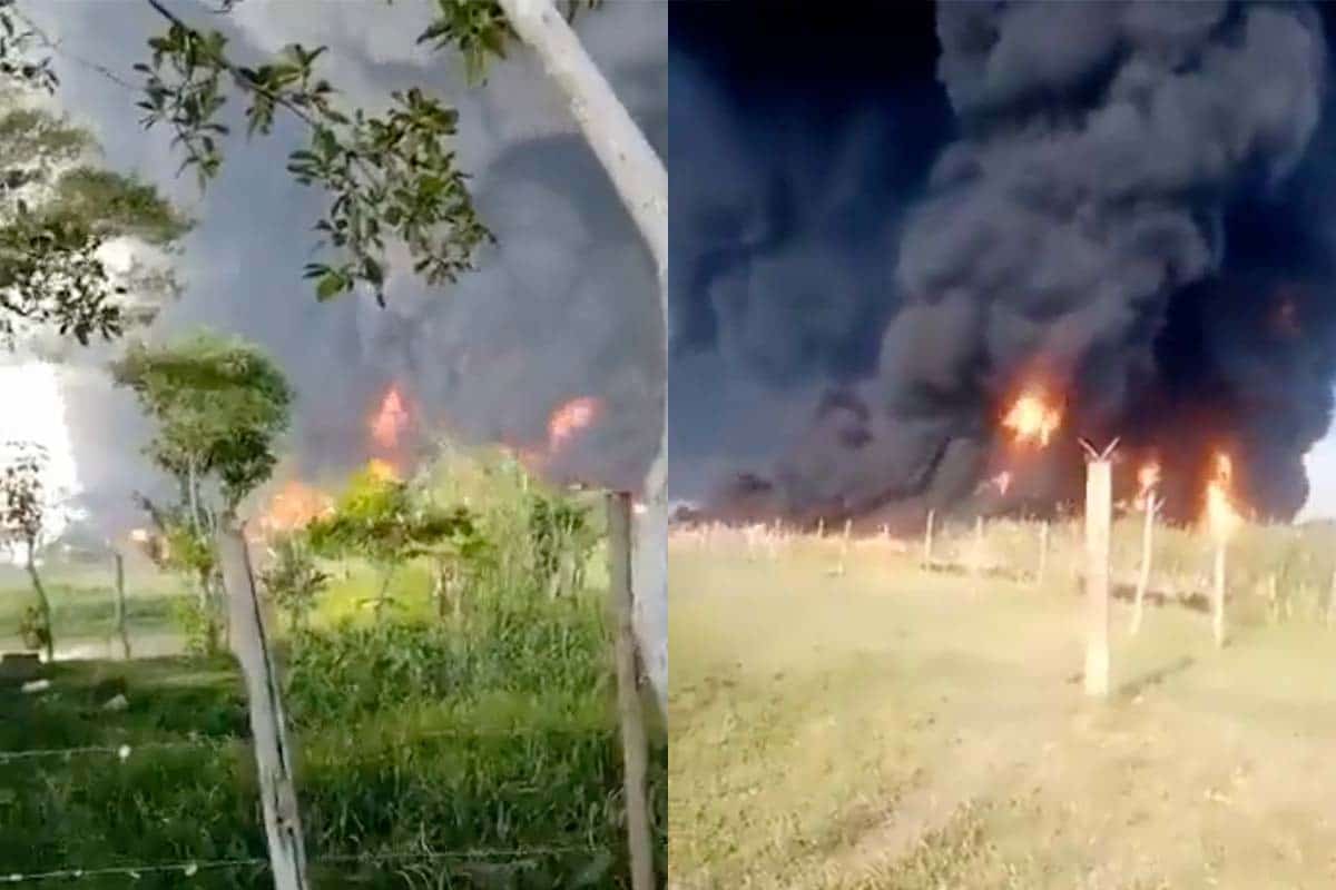 Acto vandálico ocasiona incendio en oleoducto en Tabasco