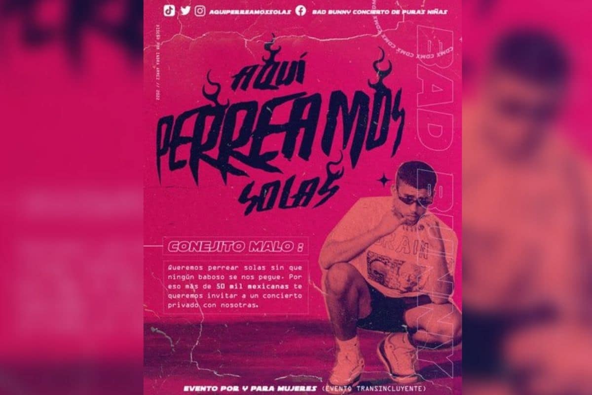 Foto:Twitter/@AquiPerreamosSo| ¡TikTok no fue suficiente para Bad Bunny!, #AquiPerreamosSolas se extiende a Twitter