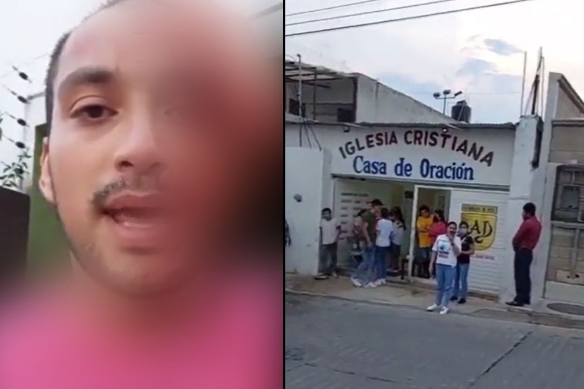 Foto:Captura de pantalla|Miembros de una iglesia cristiana agreden a joven de la comunidad LGBTQ+