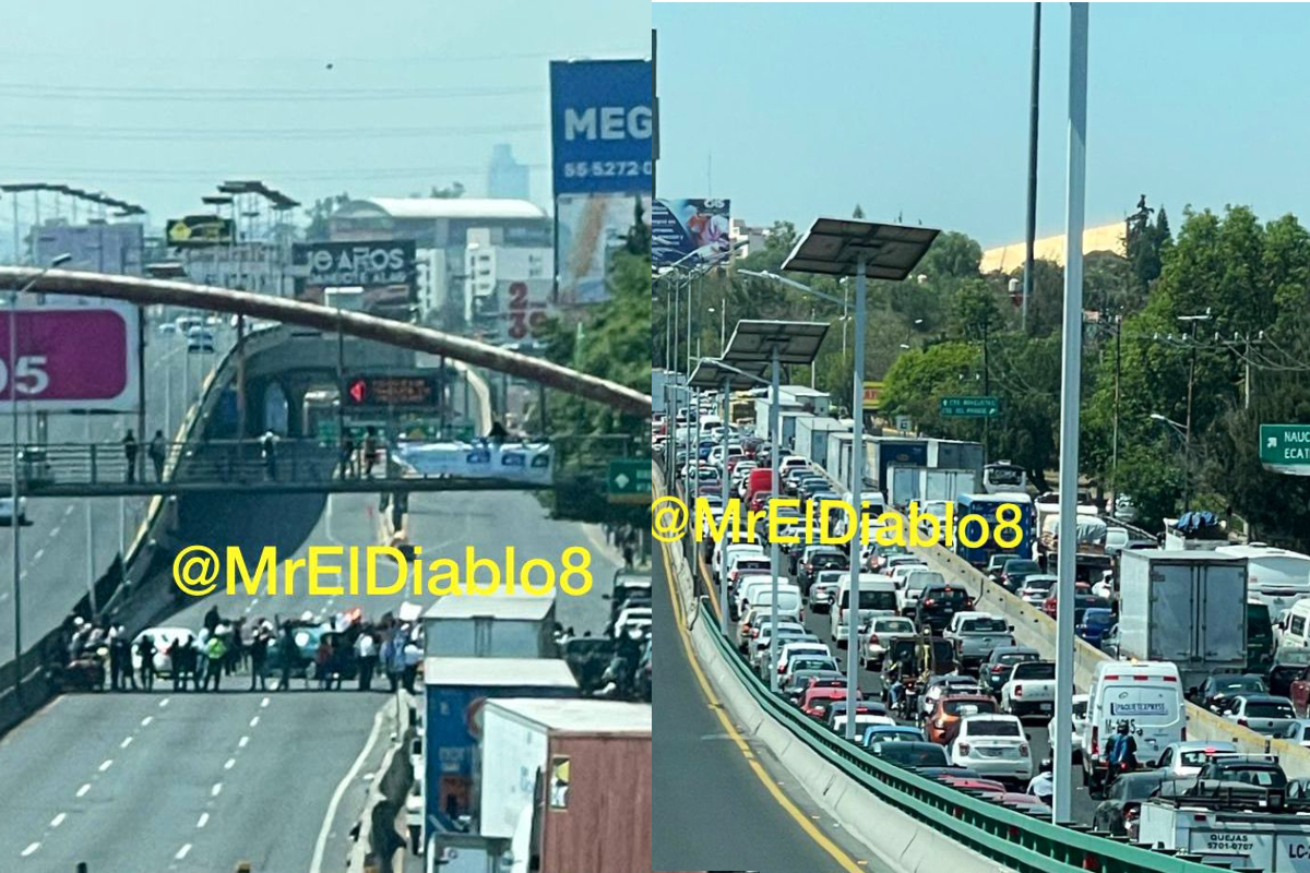 Familiares protestan en carriles centrales de Periférico Norte.