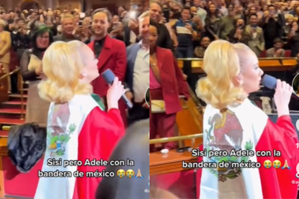 VIDEO Captan a Adele con la bandera de México en su espalda