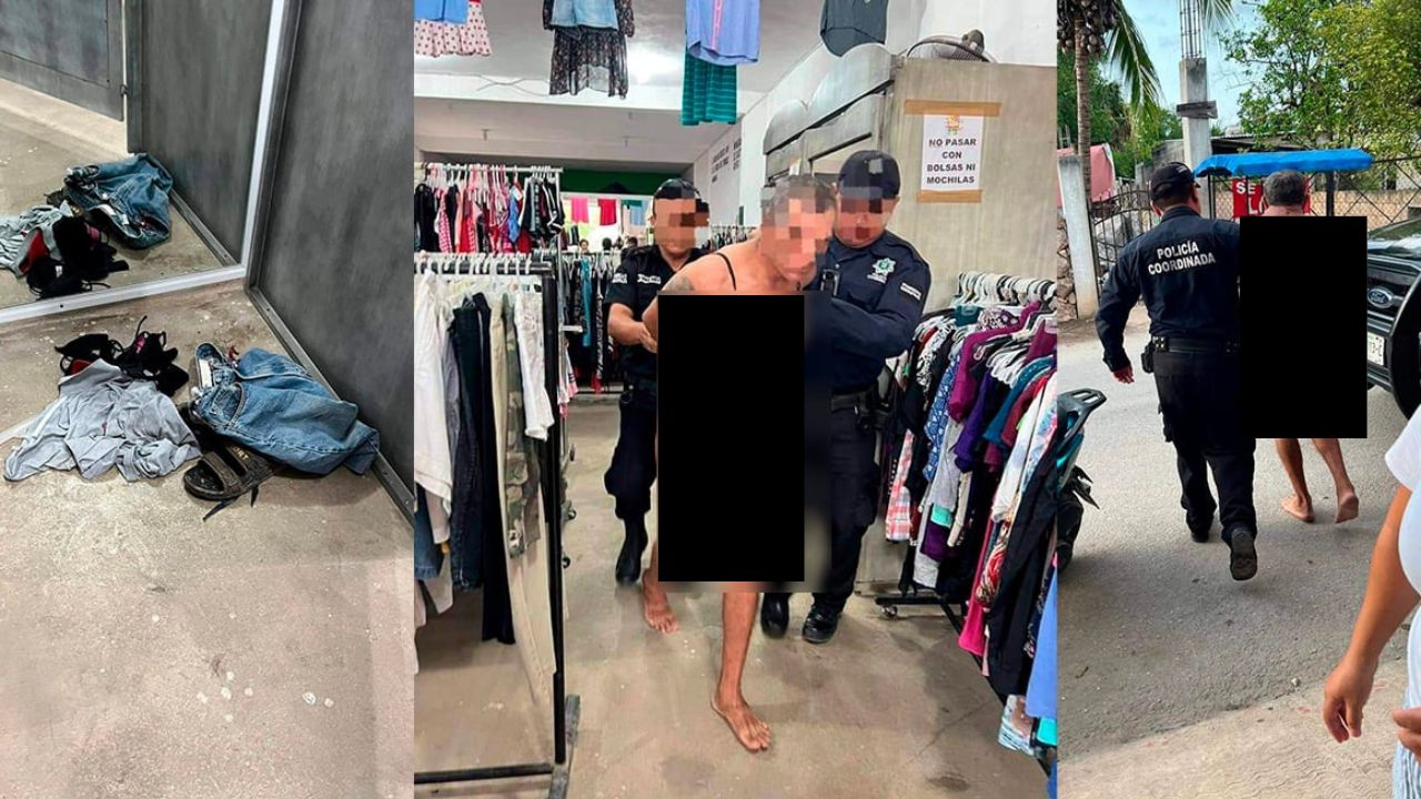 Mujer en probadores probarse la ropa en la tienda