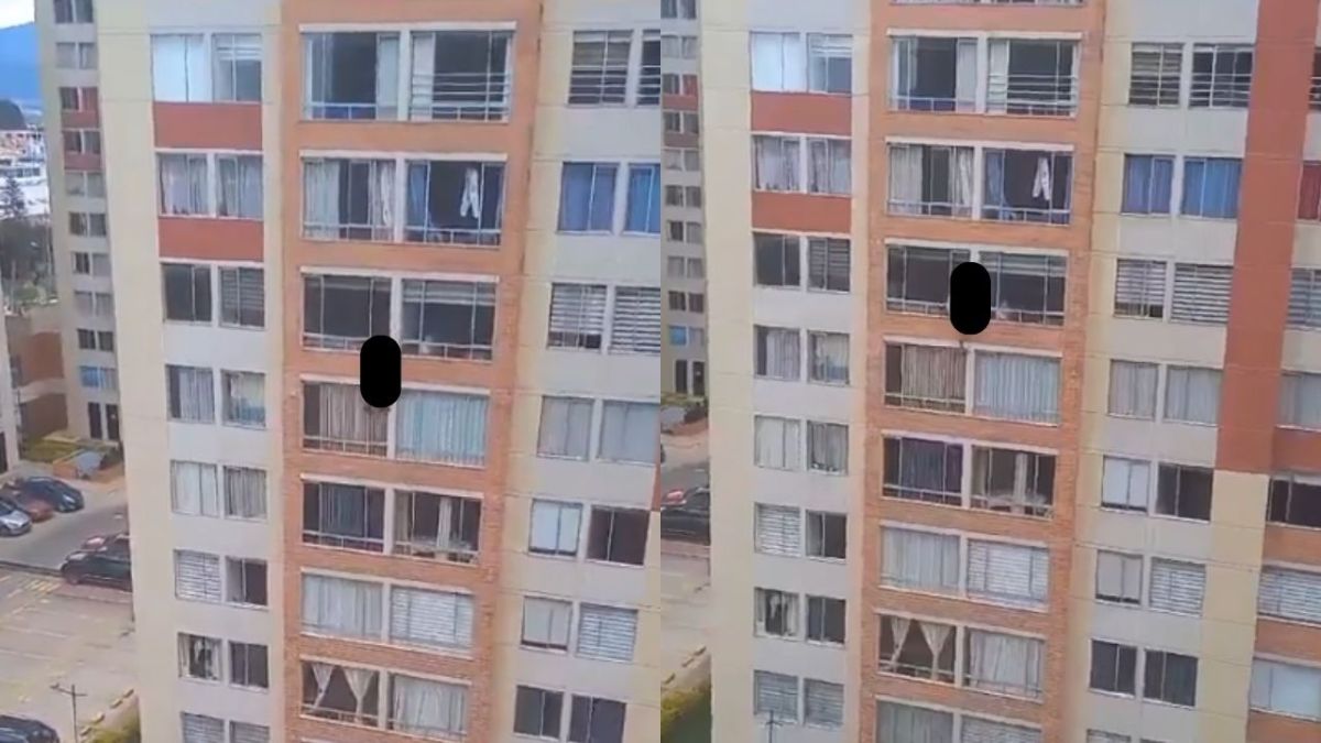 Mujer se lanza desde séptimo piso de un edificio durante sismo en Colombia.