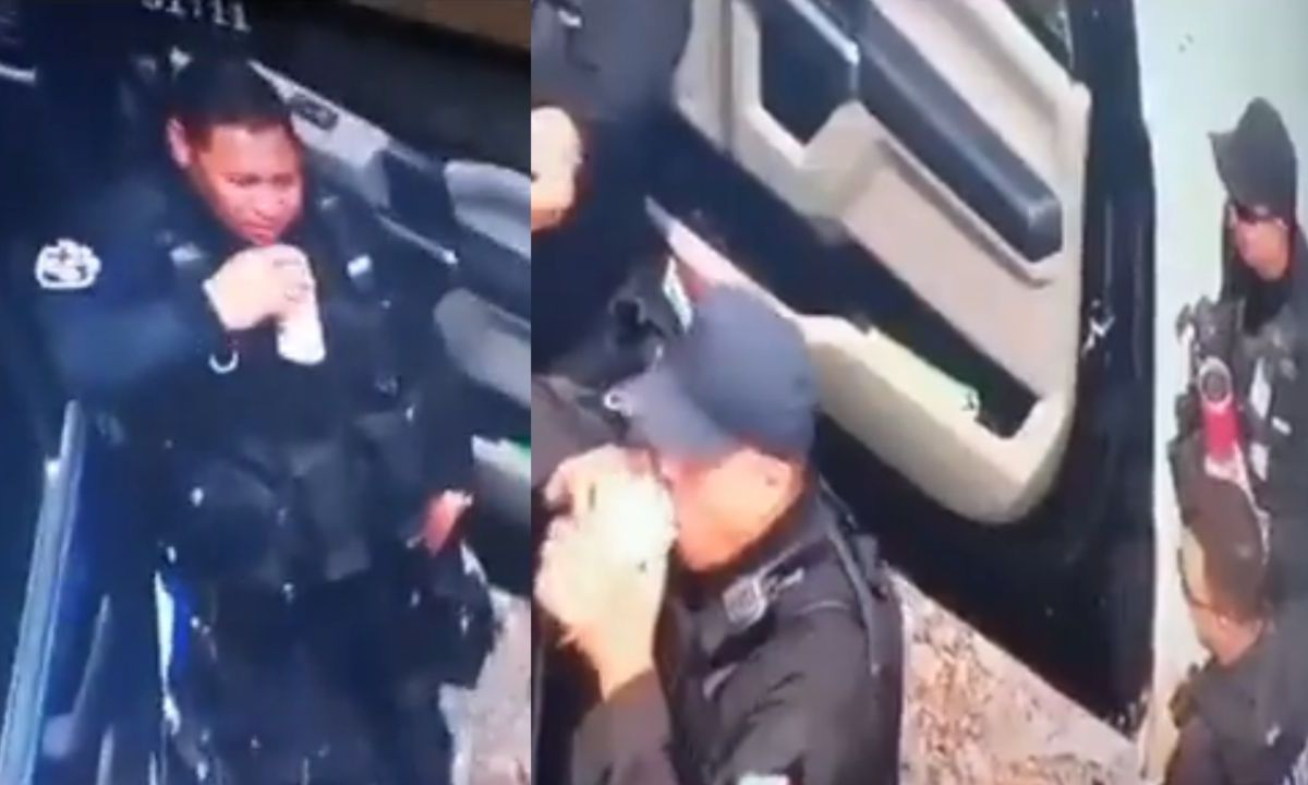 Policías de Jalisco son captados bebiendo cervezas en plana hora de servicio; los separan.