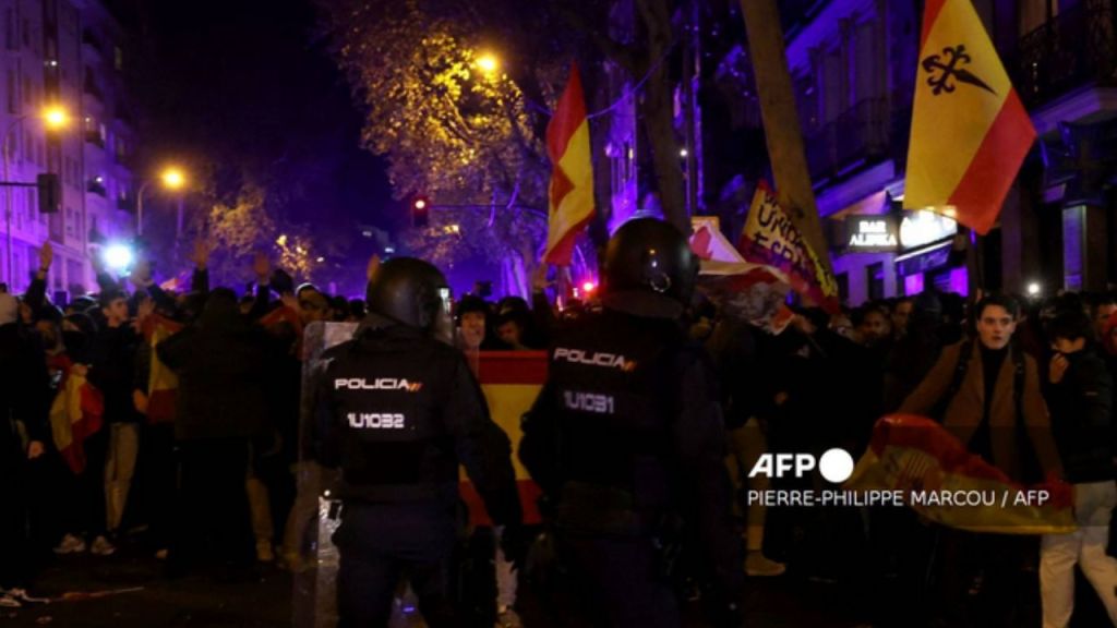 La extrema derecha española se manifestó en contra del proyecto de ley del presidente del gobierno saliente, el socialista Pedro Sánchez