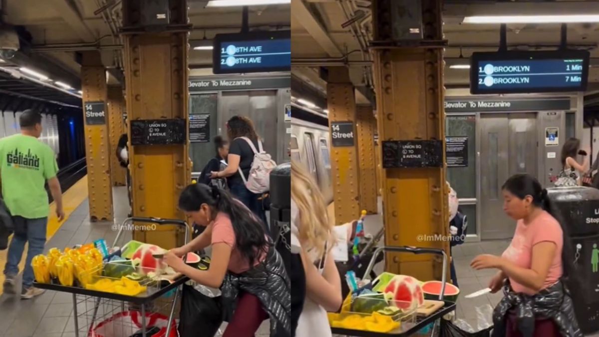 Mujer emprendedora, se viralizó en redes por vender fruta al interior del Metro de NY