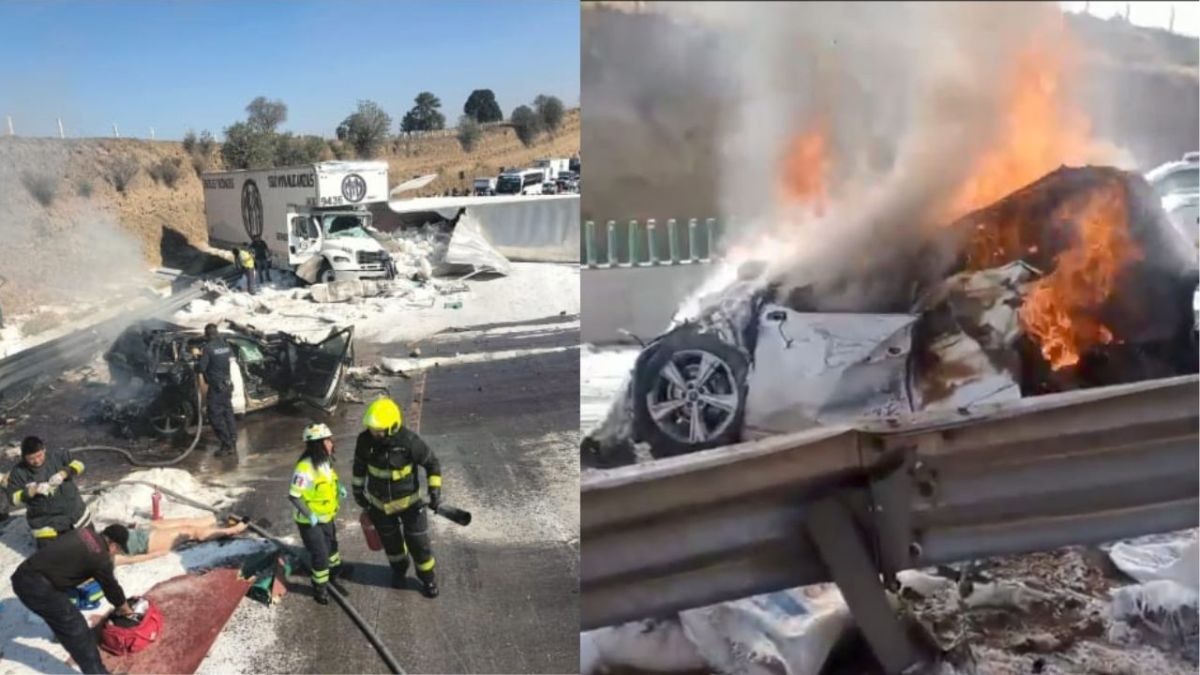 Un muerto tras carambola por trailer sin frenos que transportaba azúcar en la autopista México-Puebla