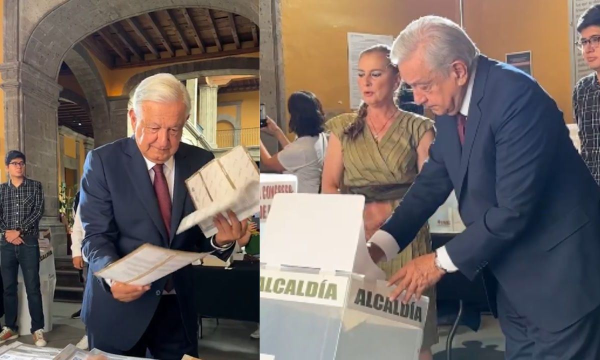 AMLO acudió a emitir su voto acompañado de su esposa, la doctora Beatriz Gutiérrez Müller