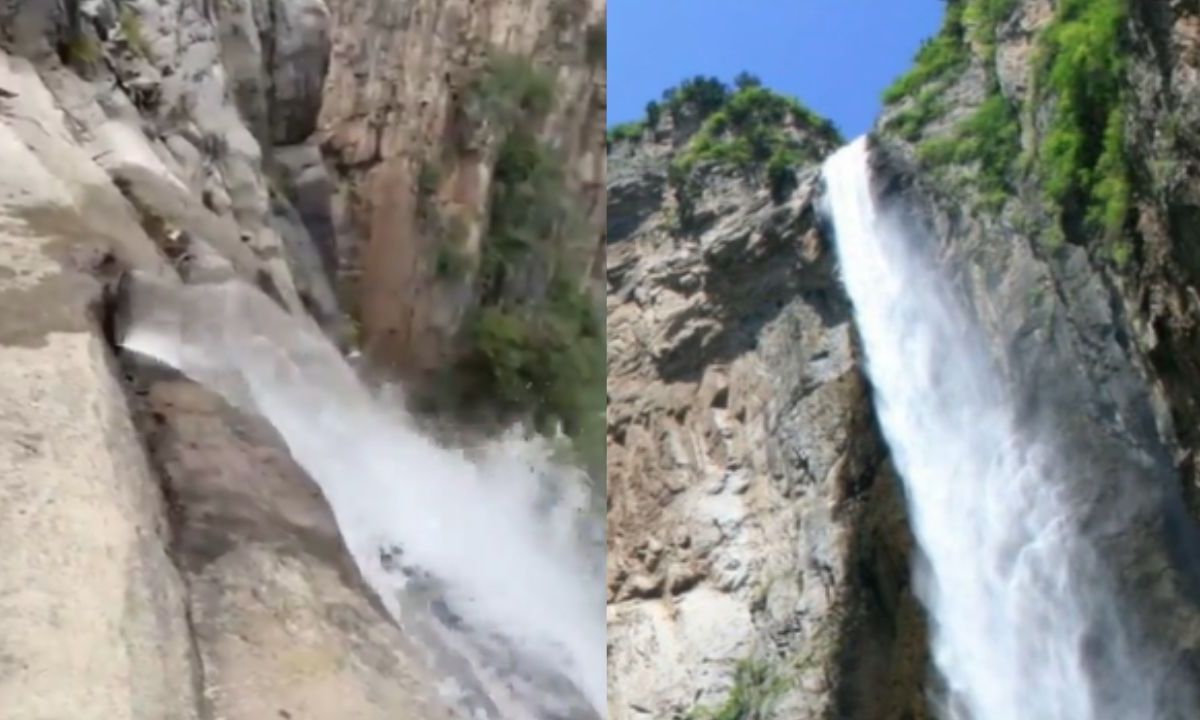 La Cascada Yuntai se abastece de una tubería de agua en temporada seca, para mantener su impresionante apariencia