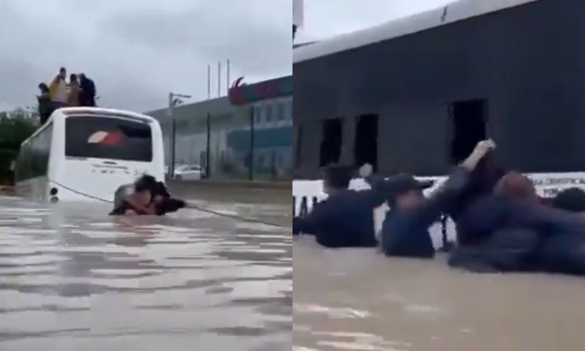 Rescatan a trabajadores que quedaron varados en inundaciones provocadas por "Alberto"
