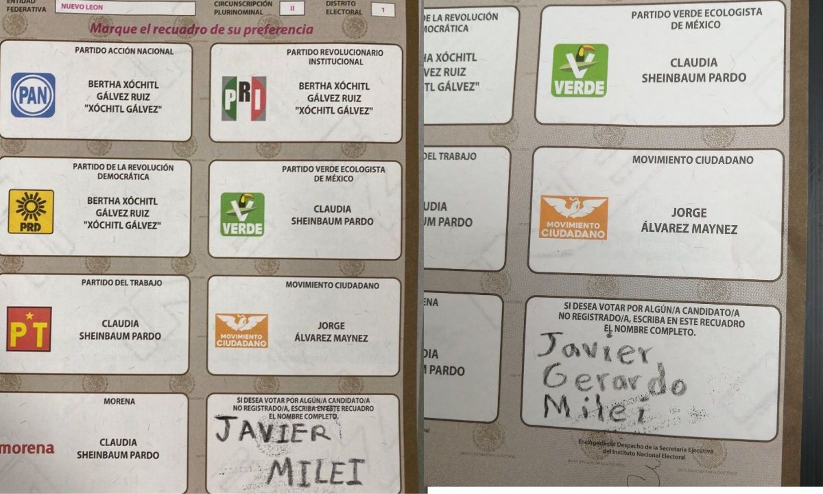 Dada la libertad presente en las boletas electorales, dos votantes mexicanos votaron por Javier Milei, mandatario argentino.