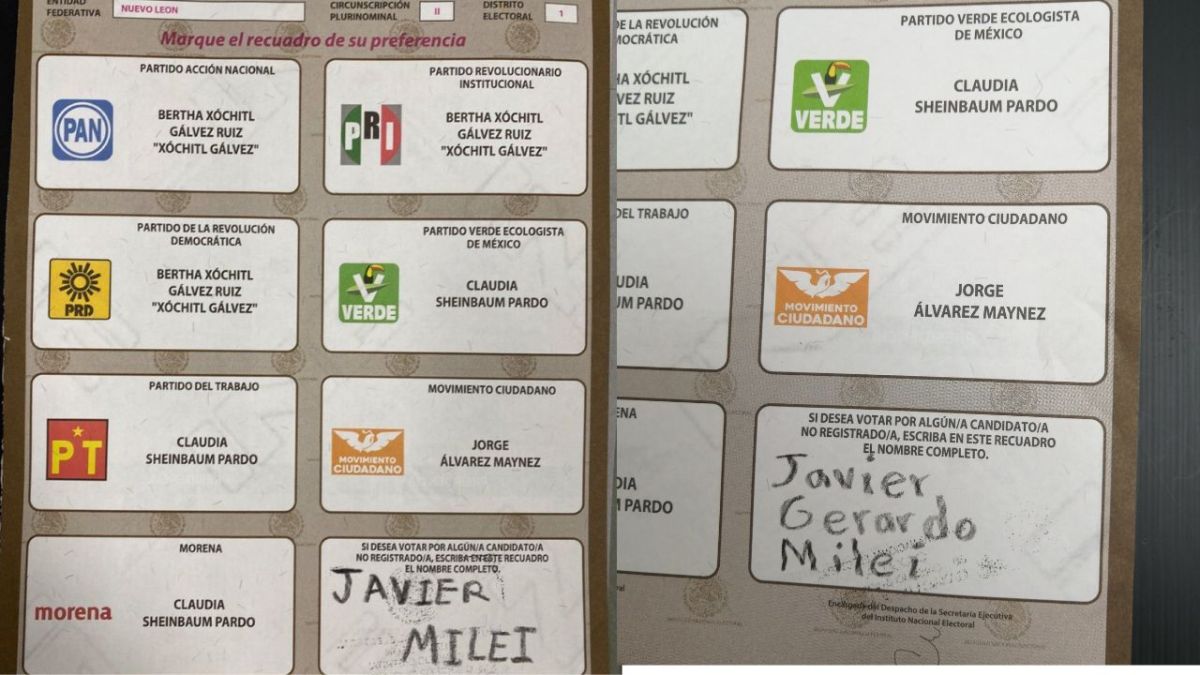Dada la libertad presente en las boletas electorales, dos votantes mexicanos votaron por Javier Milei, mandatario argentino.
