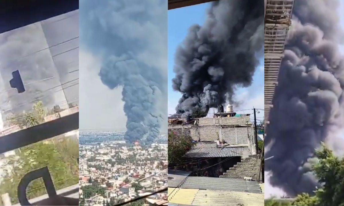 Fuerte incendio se desata en fábrica de plásticos en Ecatepec