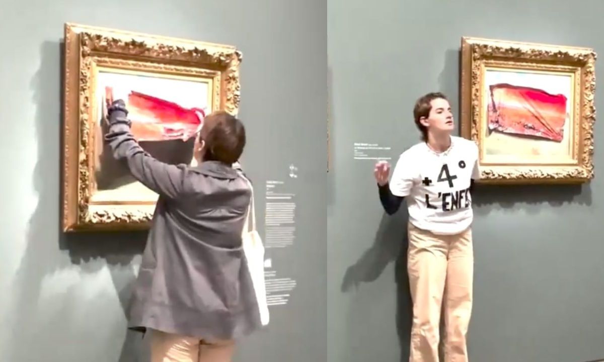 Activista es detenida tras pegar un sticker sobre el cuadro "Les Coquelicots" de Claude Monet en el Museo de Orsay de París