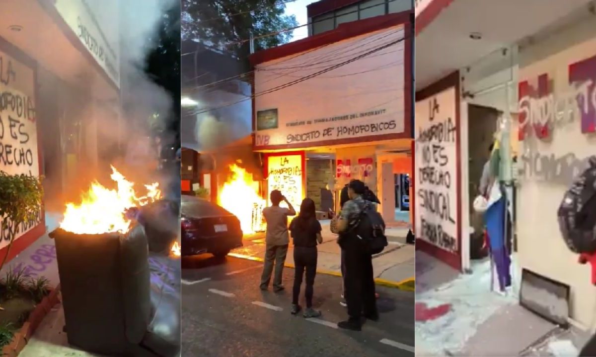 Manifestantes vandalizan oficinas del sindicato del Infonavit