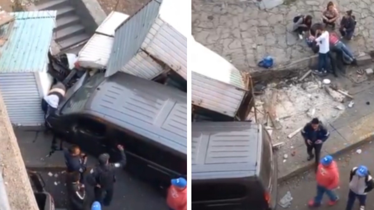 Un aparatoso accidente ocurrió la mañana de este viernes en Naucalpan, luego de que una camioneta se estrelló contra un puesto ambulante.