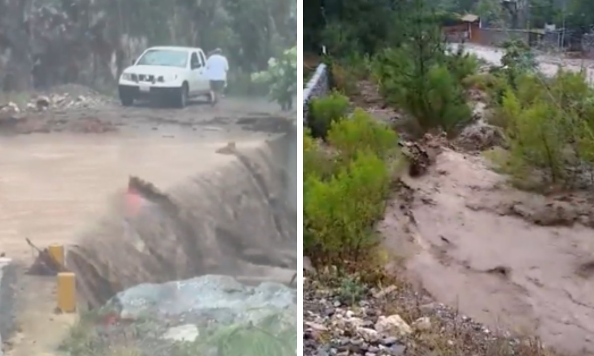 Durante este sábado 8 de junio se registraron fuertes lluvias y la creciente de arroyos en la Sierra de Santiago, en el estado de Nuevo León.