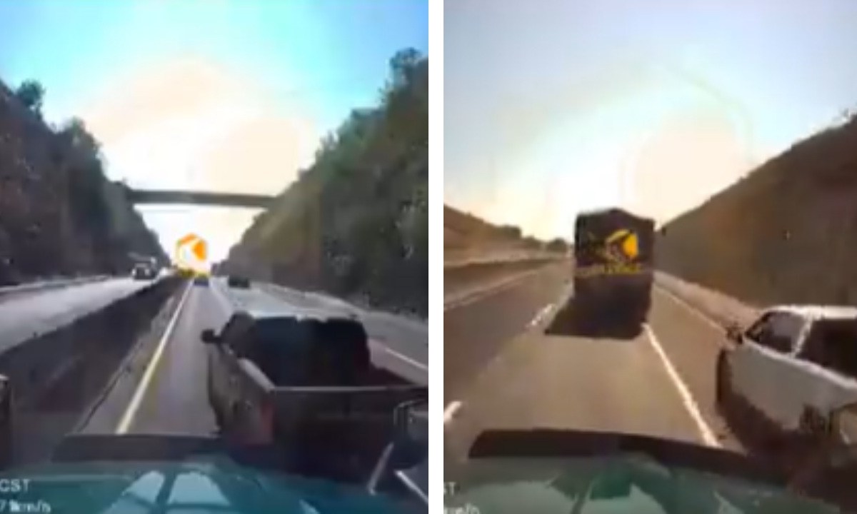 Un video captó el momento en el que unos sujetos armados que viajaban en camionetas, intentaron asaltar un tráiler en la autopista Arco Norte.
