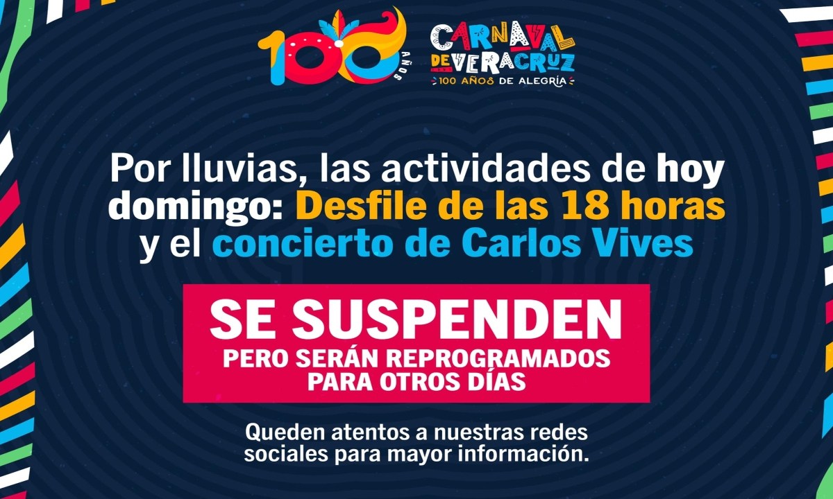 Foto: FB Carnaval de Veracruz 2024 / Se cancela por la lluvia derivada del Huracán Beryl