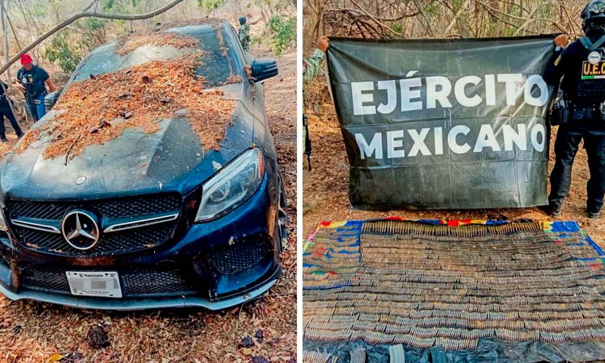 La Fiscalía de Guerrero aseguró un vehículo Mercedes Benz, que contenía cartuchos útiles y cargadores, sobre un camino de terracería