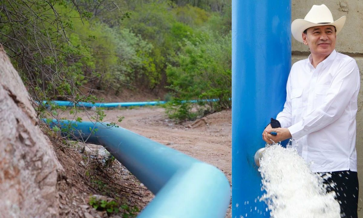 Inauguran el Acueducto Macoyahui-Álamos que trasladará hasta 65 litros de agua por segundo para abastecer del vital líquido a la población de Álamos, Sonora.