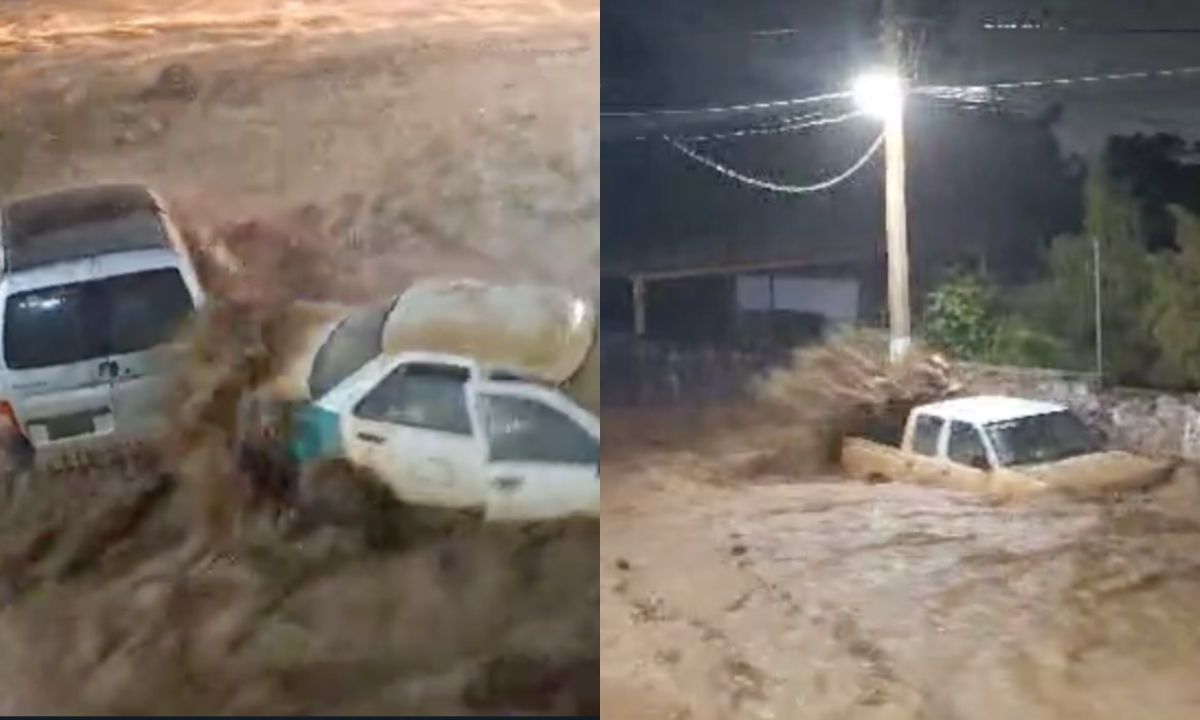 Lluvias arrastran decenas de autos en Tlapa, Guerrero