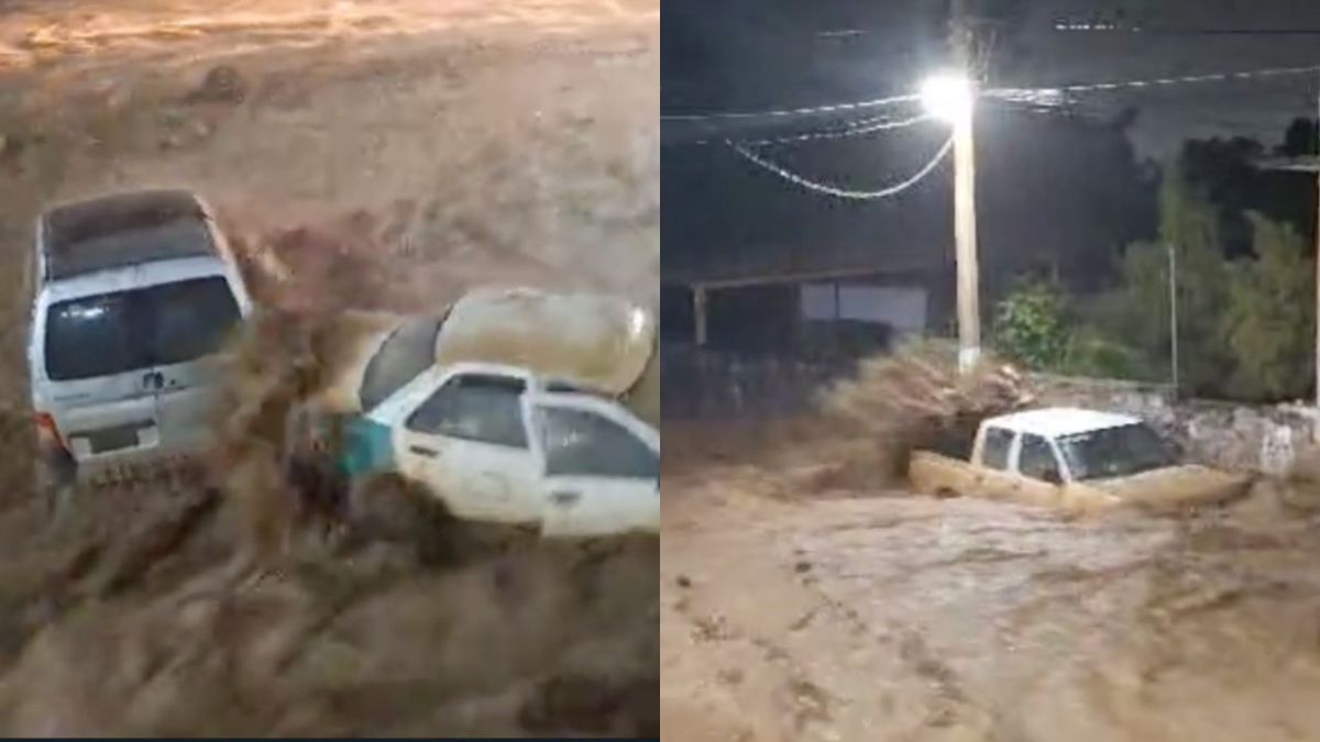 Lluvias arrastran decenas de autos en Tlapa, Guerrero