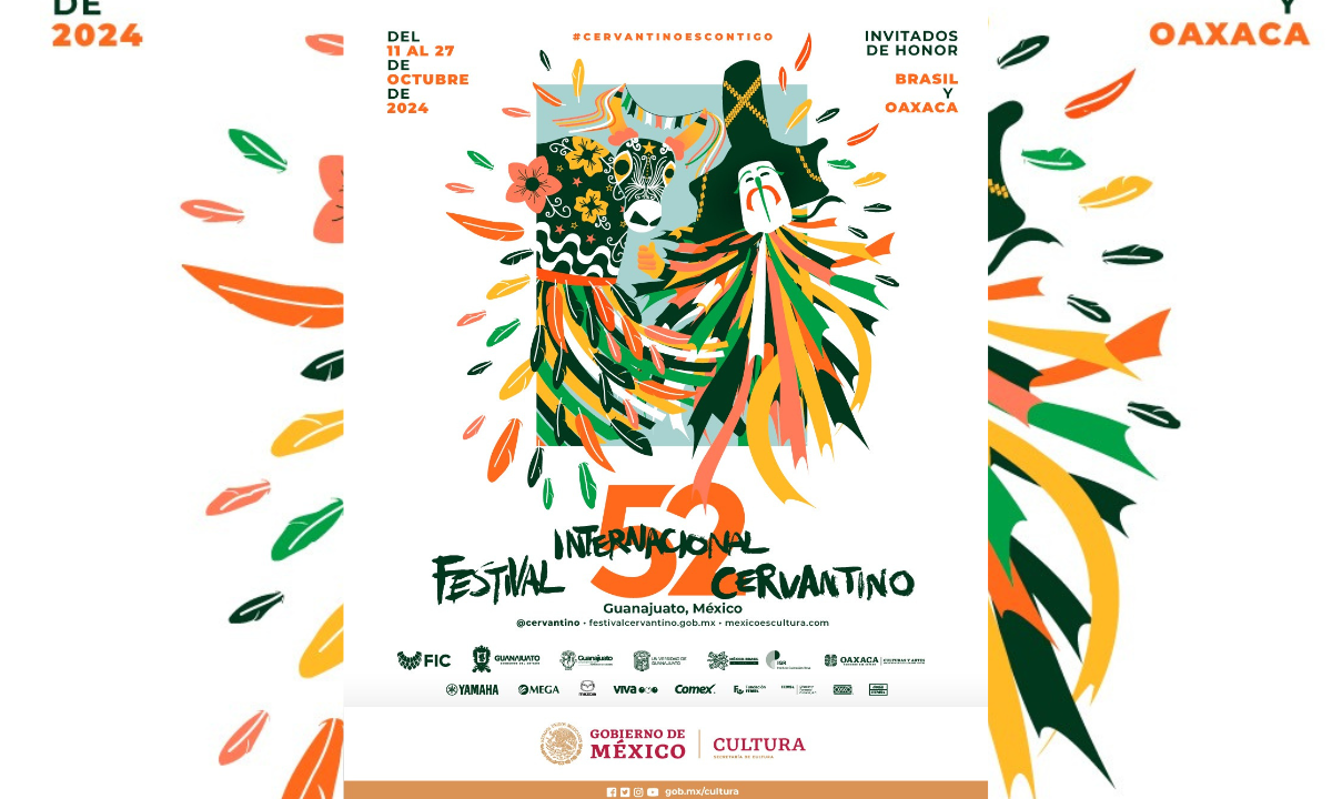 Cartel oficial de la 52° edición del Festival Internacional Cervantino, hecho por Jazmín Bedolla García.