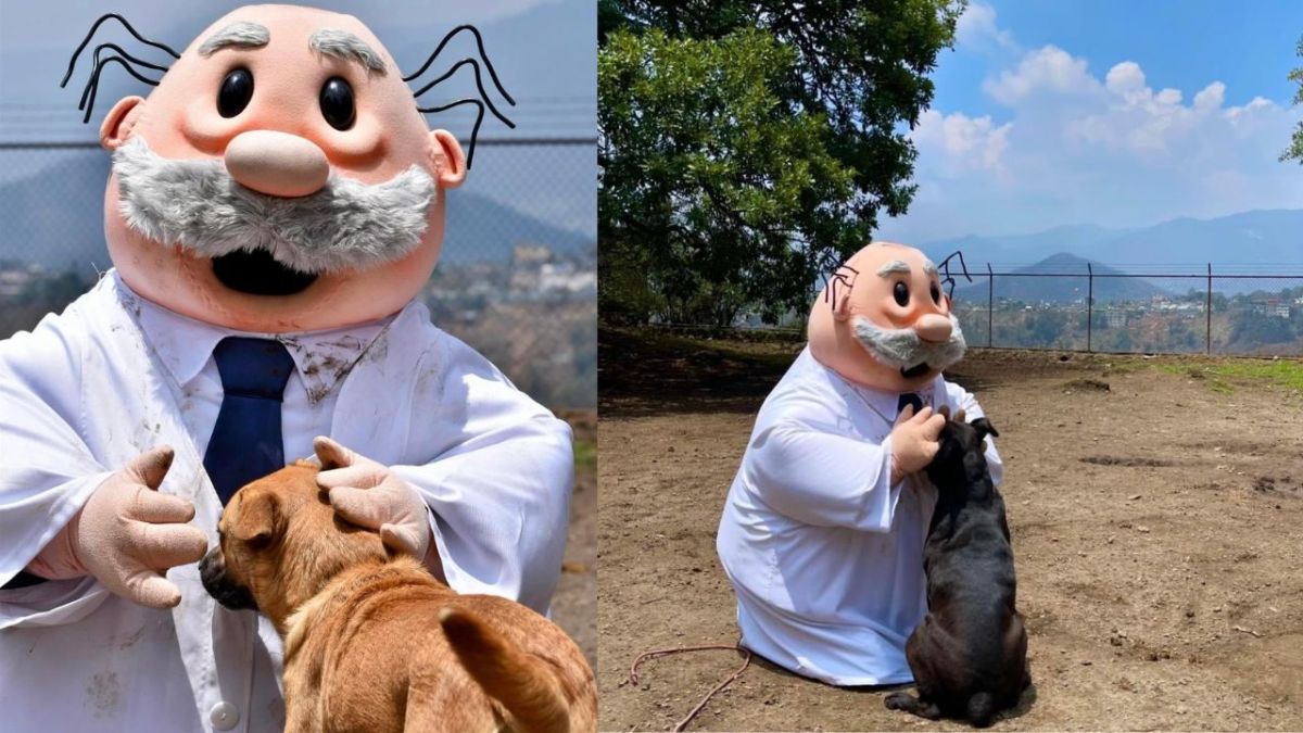 El Dr. Simi jugó y convivió con los perritos de un refugio de animales