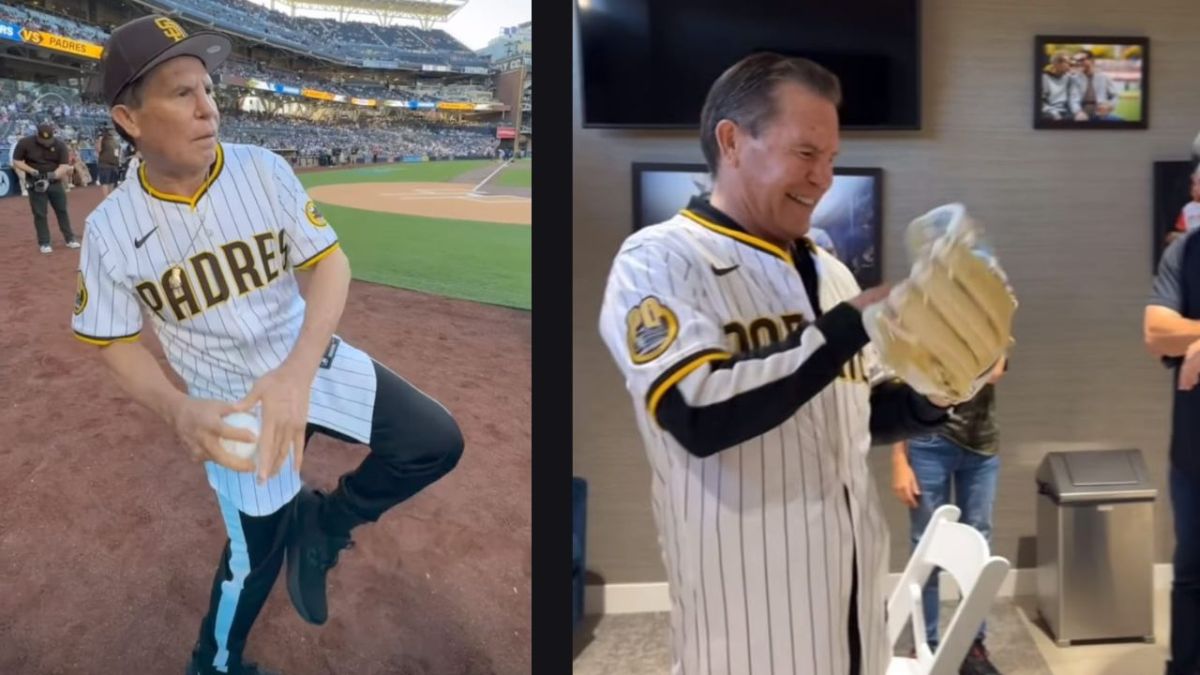 El excampeón mundial de boxeo tiró la primera bola antes del juego entre Padres de San Diego y Dodgers de Los Ángeles en Petco Park