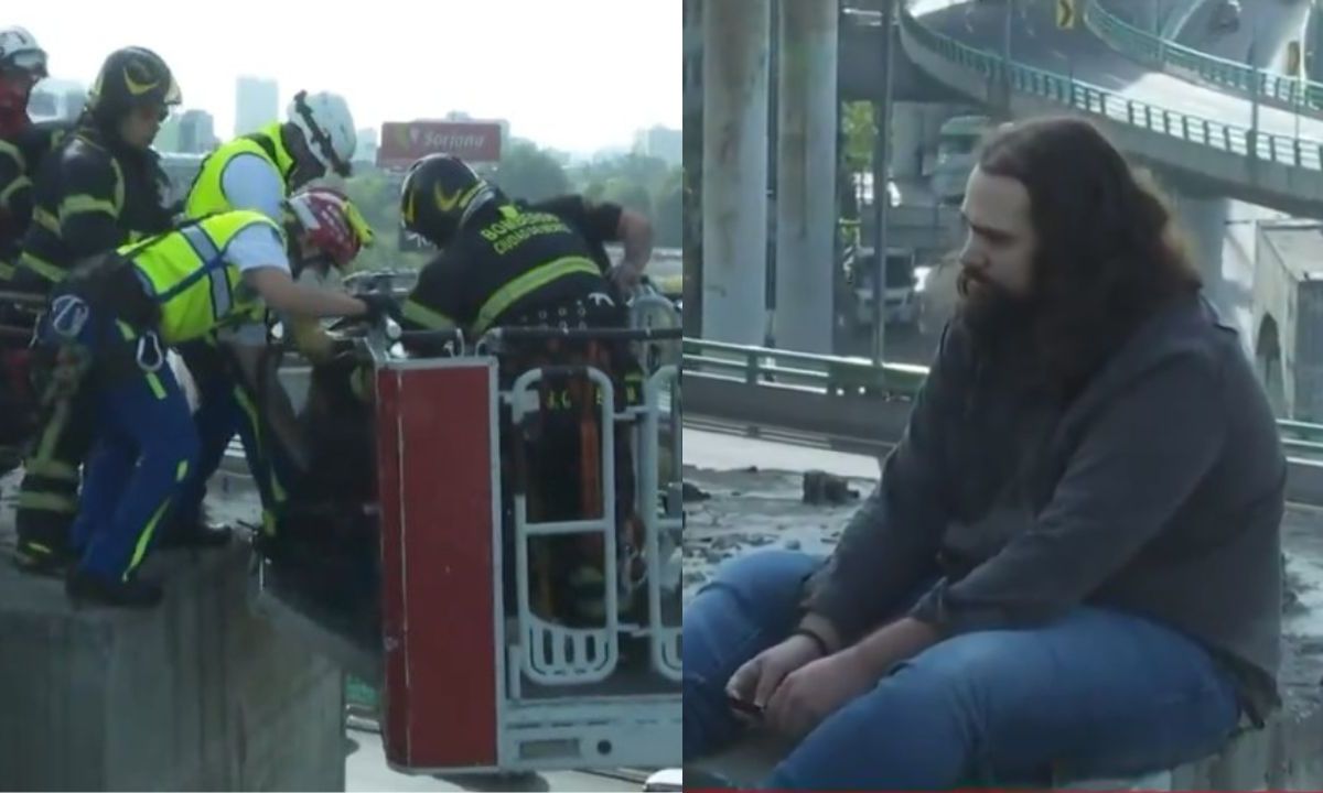 Hombre intenta quitarse la vida al arrojarse del segundo piso del Periférico; es rescatado