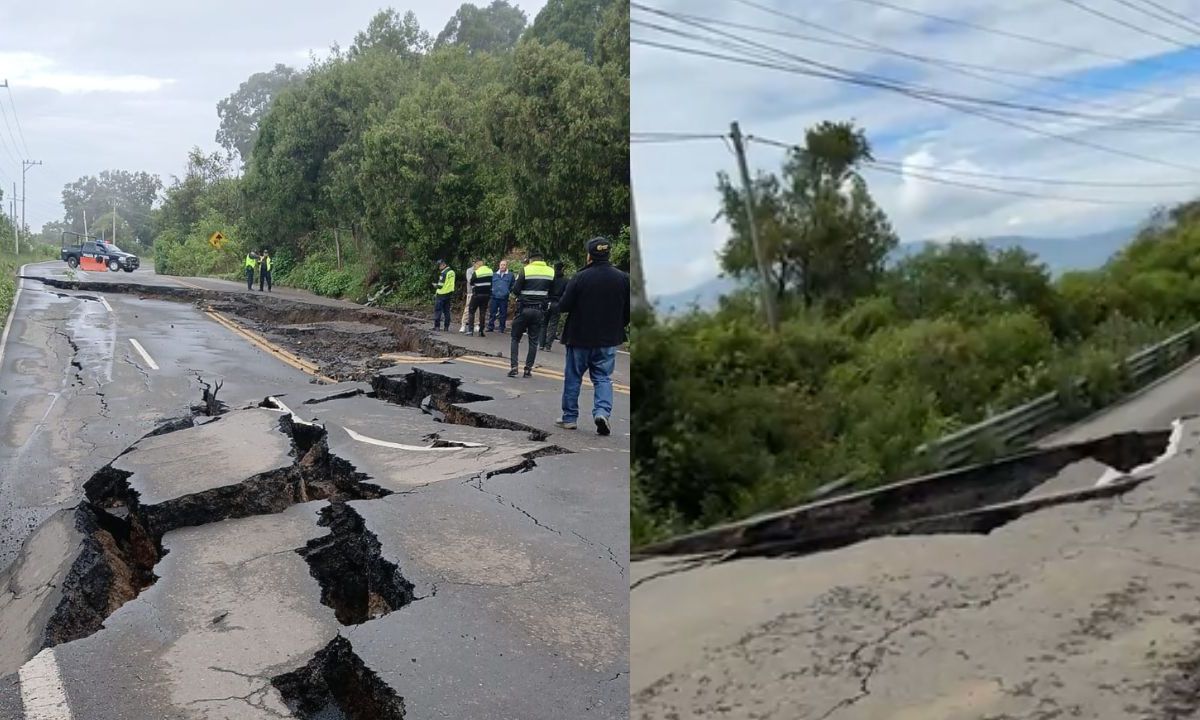 Cierran la carretera Tenango-Tenancingo, Estado de México tras grieta. 