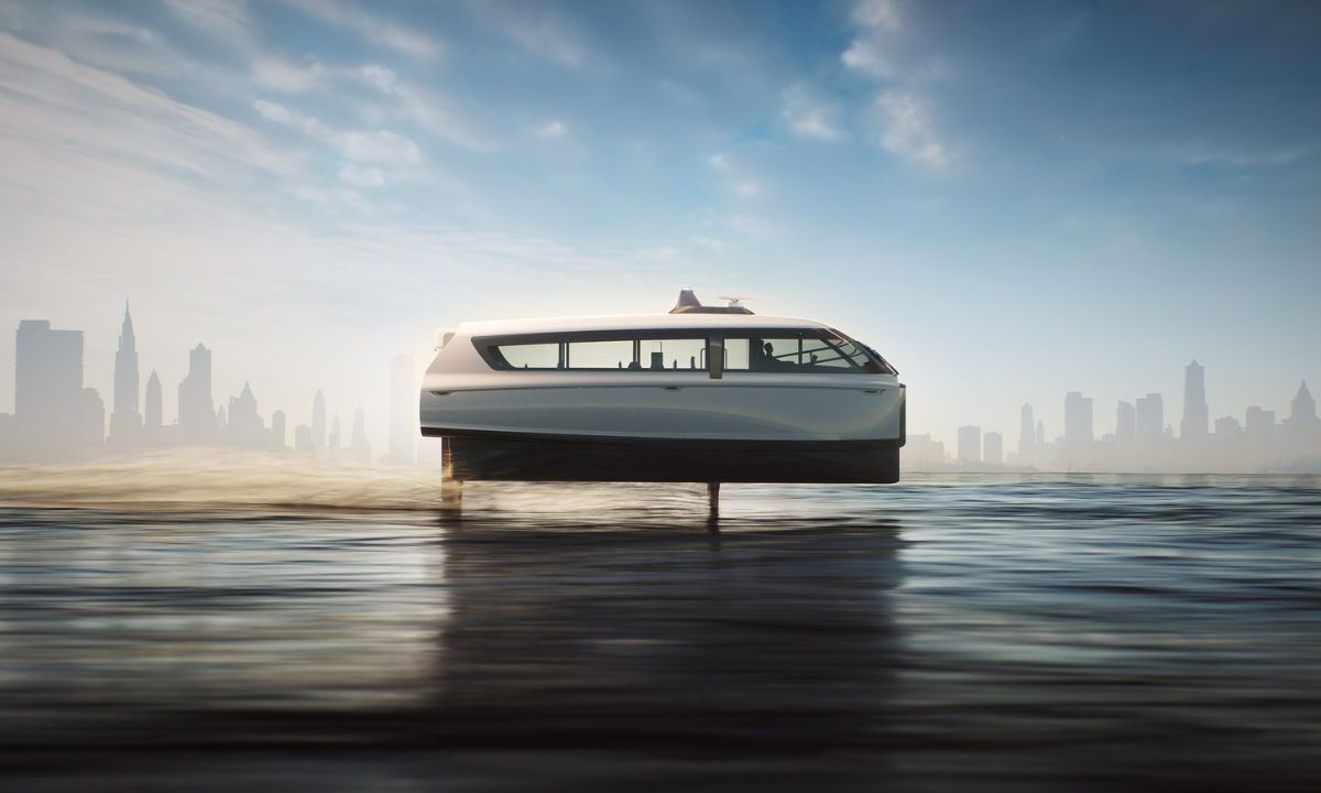 Una compañía sueca está probando un ferry eléctrico que se apoya sobre patines y el casco sale un metro del agua, con el objetivo de transportar pasajeros