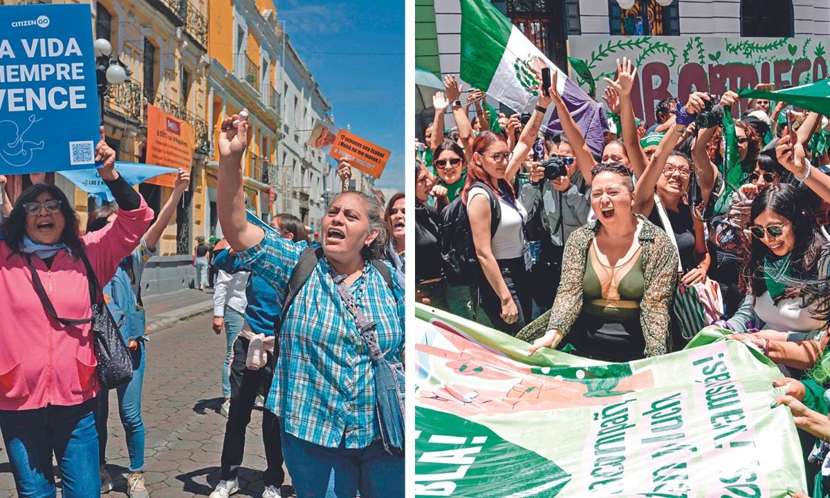 Manifestaciones. Mujeres colgaron pañuelos verdes y pancartas para celebrar la modificación al Código Penal, mientras que otro grupo expresó su rechazo a la ley y pidieron “respeto a la vida”.