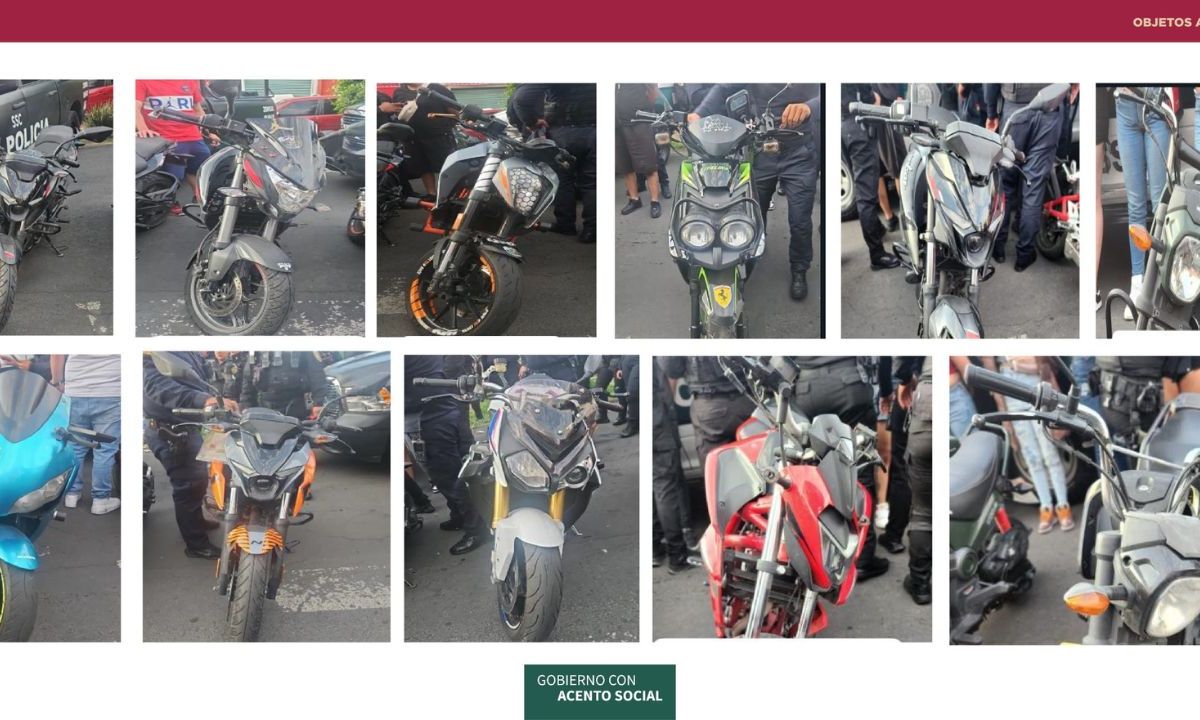 Asegurado. Como resultado de la movilización, los policías confiscaron 11 motocicletas y tres extintores.