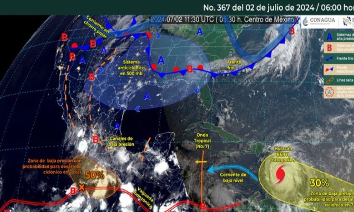 Foto: X@conagua_clima/ Clima del 2 de julio 2024