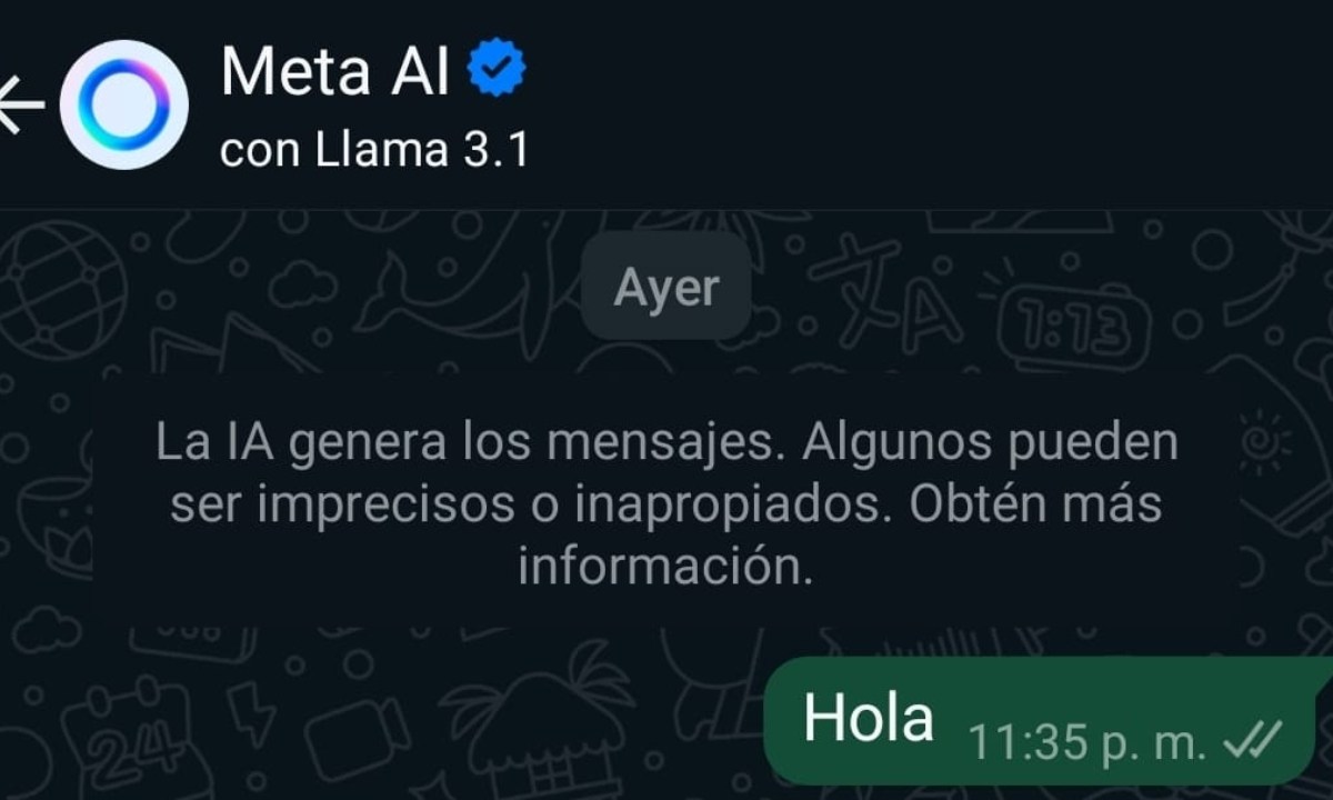 Foto: Captura de pantalla/ ChatBot Meta AI