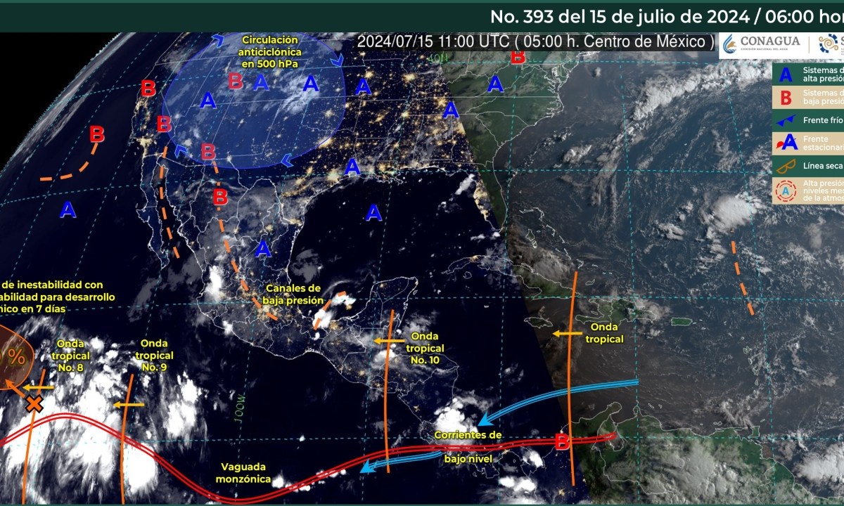 Foto: X@conagua_clima/Sistemas Metereológicos Generales