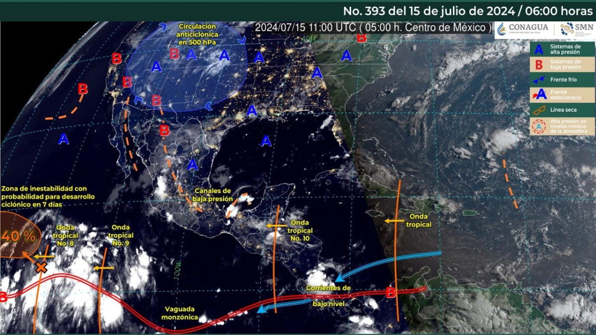 Foto: X@conagua_clima/Sistemas Metereológicos Generales