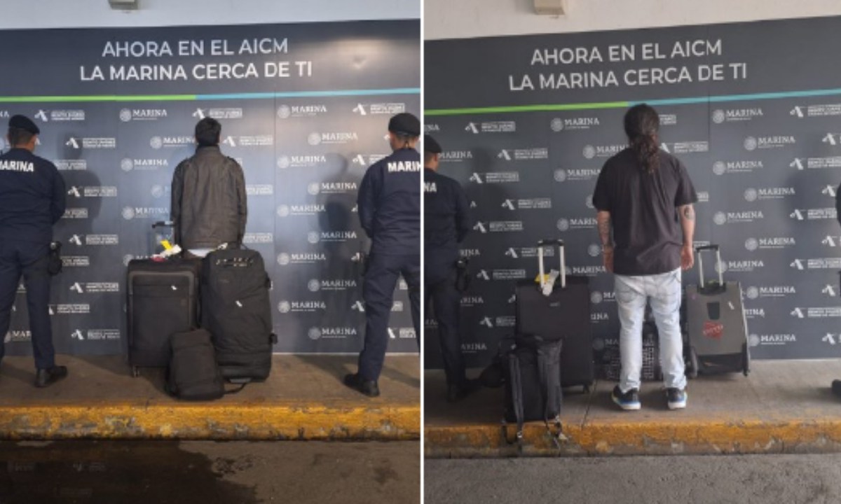 Foto: X@AICM_mx/ Dos detenidos por portación de drogas