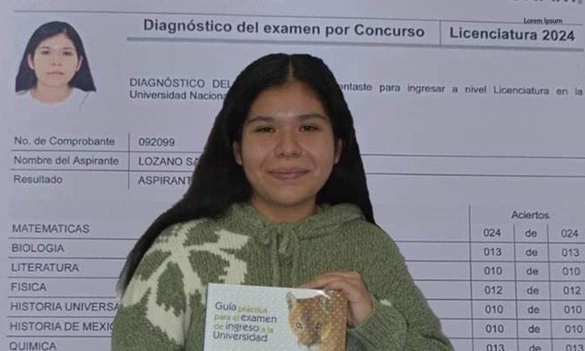 Foto: X@HugoGarciaMx / Mariana Yalí Lozano Sánchez, obtuvo el 100% de aciertos en exámen de admisión de la UNAM, para la Facultad de Medicina