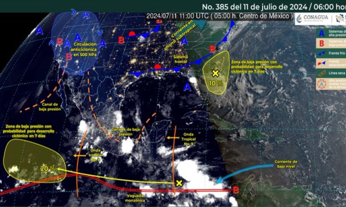 Foto: https://smn.conagua.gob.mx/ Sistemas Meteorológicos Actuales