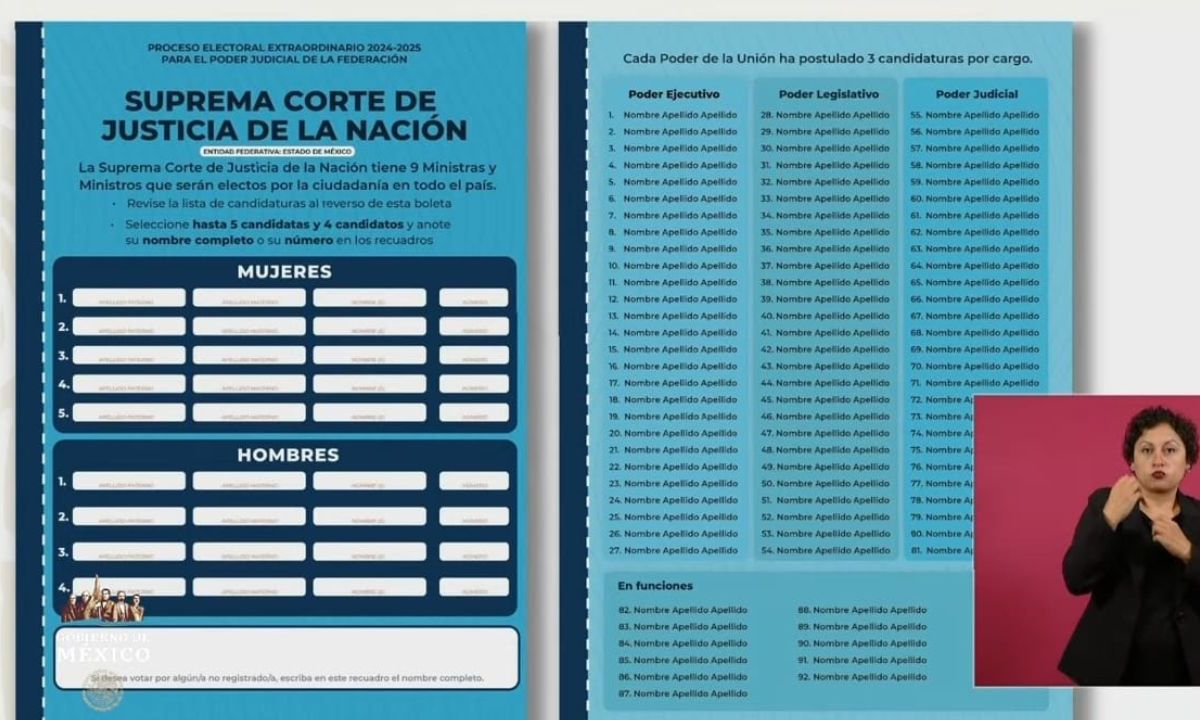 Gobierno muestra su boleta para elección de ministros