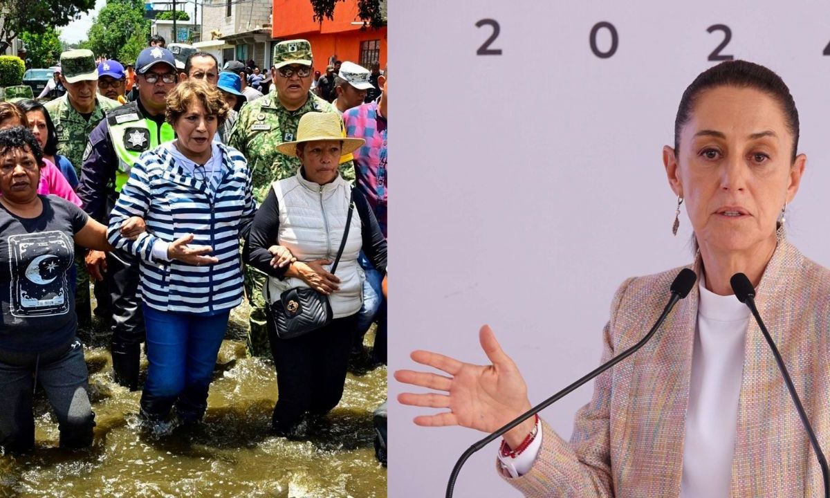 Defiende Sheinbaum a Delfina Gómez por atención a inundaciones en Chalco