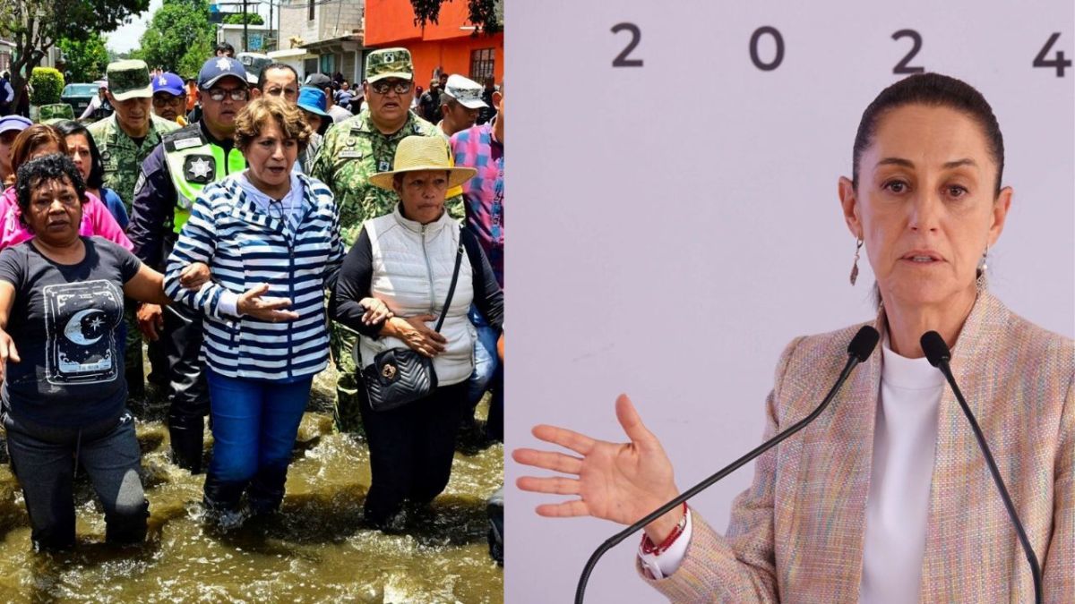 Defiende Sheinbaum a Delfina Gómez por atención a inundaciones en Chalco