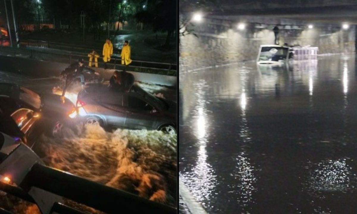 Rescatan a automovilistas y pasajeros de bajopuente anegado en Naucalpan