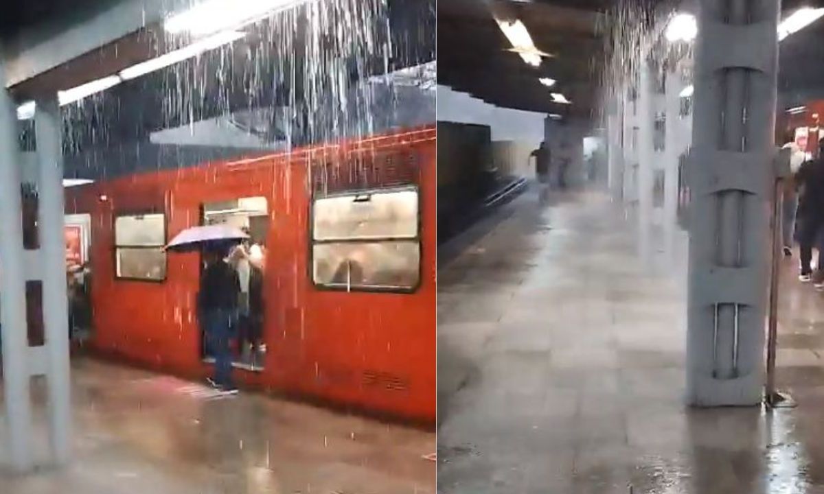 Circulan videos grabados desde el área de vagones, en los que se observa agua de lluvia filtrada a manera de cascadas en la Línea B