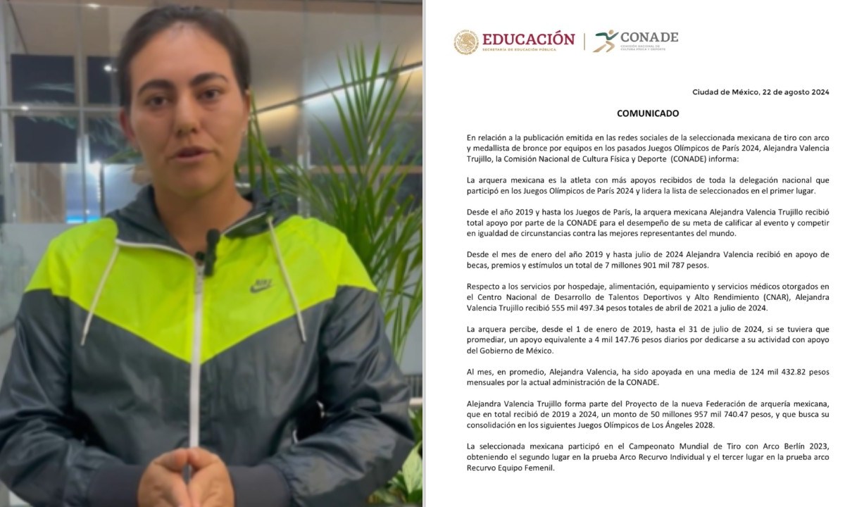 Alejandra Valencia, respondió al mensaje que emitió la Conade y reveló que no es la única deportista que pasa por la misma situación.