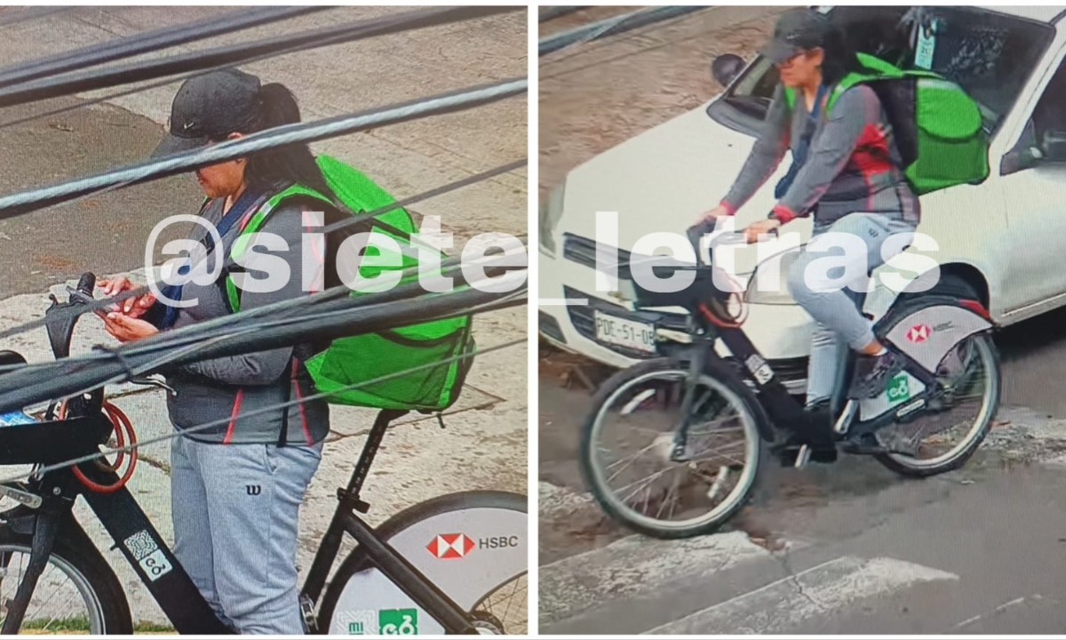 Foto: X@siete_letras/Mujer roba bicicleta de Ecobici y se de dedicaba a uber eats.